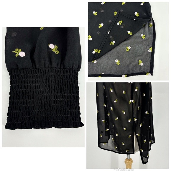 Cabi Embroidered Blouse # 5338, Sheer Black with Embroidered Roses, Small - Picture 12 of 16